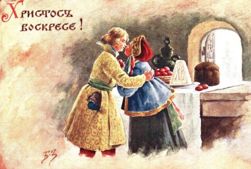 Благочестивый обычай «Христосованія» во дни св. Пасхи.